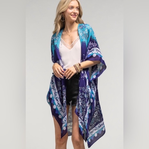 💼 Floral Lightweight Kimono ~ Floral Motifs Print ~  OSFM - Picture 2 of 12